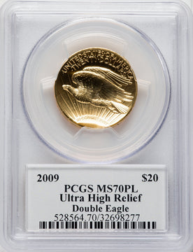 2009 $20 One-Ounce Gold Ultra High Relief Saint-Gaudens Signature PL St. Gaudens Signature PCGS MS70
