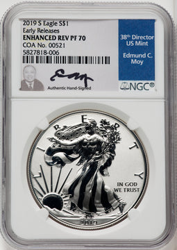 2019-S Silver Eagle Enhanced Reverse Proof ER NGC PF70 Ed Moy