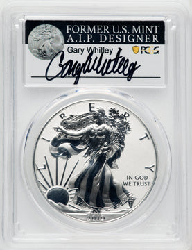 2019-S S$1 Silver Eagle Reverse Proof First Day of Issue Gary Whitley Signature PCGS PR70