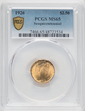 1926 $2.50 SESQUI Commemorative Gold PCGS MS65 (765833004)