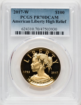 2017-W $100 American Liberty High Relief Blue Gradient PCGS PR70