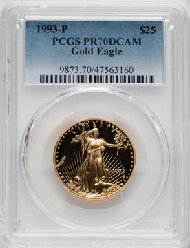 1993-P $25 Half-Ounce Gold Eagle Blue Gradient PCGS PR70