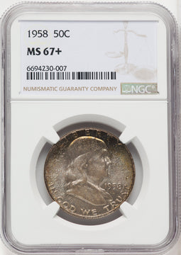 1958 50C Franklin Half Dollar NGC MS67+