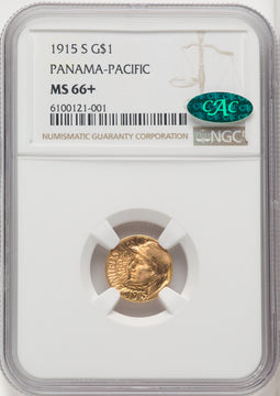 1915-S G$1 PAN-PAC Gold Dollar CAC Commemorative Gold NGC MS66+