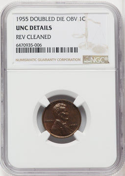1955 1C Doubled Die Obverse FS-101 BN Lincoln Cent Details NGC MS60