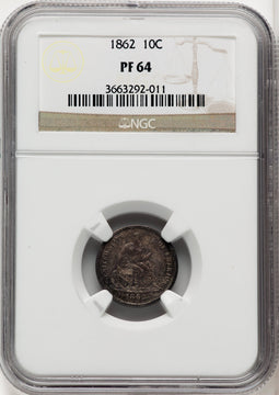 1862 10C Proof Seated Dime NGC PR64