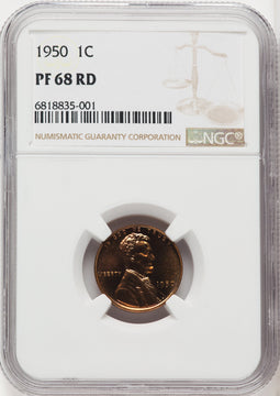 1950 1C RD Proof Lincoln Cent NGC PR68