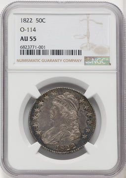 1822 50C O-114 Bust Half Dollar NGC AU55