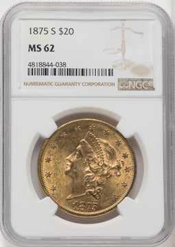 1875-S $20 Liberty Double Eagle NGC MS62