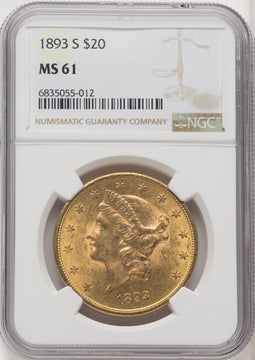 1893-S $20 Liberty Double Eagle NGC MS61