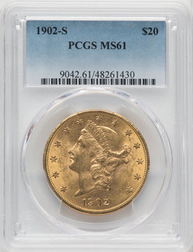 1902-S $20 Liberty Double Eagle PCGS MS61