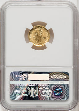 2016-W 10C Mercury Dime Gold 100th Anniversary First Strike Miles Standish NGC MS70