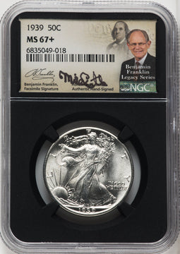 1939 50C Mike Castle Blk Core Franklin Series Walking Liberty Half Dollar NGC MS67+ (762048013)