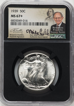 1939 50C Mike Castle Blk Core Franklin Series Walking Liberty Half Dollar NGC MS67+ (762048014)