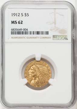 1912-S $5 Indian Half Eagle NGC MS62 (766550004)