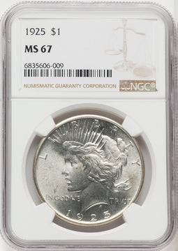 1925 Peace Dollar NGC MS67 (765367010)