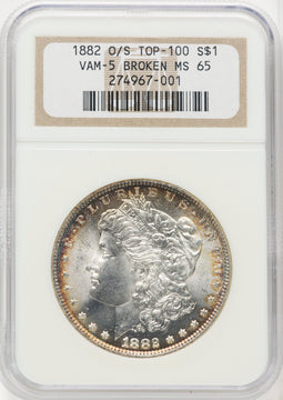 1882-O/S $1 VAM-5 Morgan Dollar NGC MS65