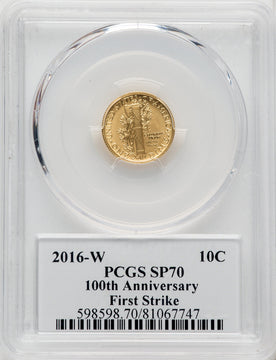 2016-W 10C-50C Gold Centennial Three Coin Set First Strike Modern Commemoratives PCGS MS70