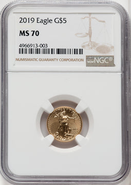 2019 $5 Tenth Ounce Gold Eagle Brown Label NGC MS70