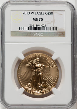 2013-W $50 One-Ounce Gold Eagle Brown Label NGC MS70