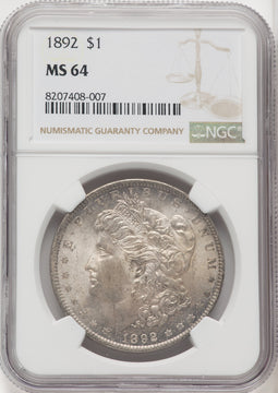 1892 $1 Morgan Dollar NGC MS64 (766863016)