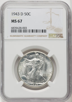 1943-D 50C Walking Liberty Half Dollar NGC MS67 (765852014)