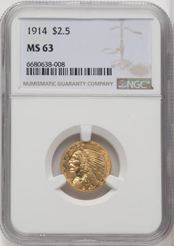 1914 $2.50 Indian Quarter Eagle NGC MS63