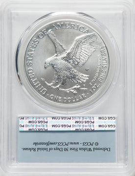 2023-W S$1 Silver Eagle Burnished First Strike FS Flag PCGS SP70