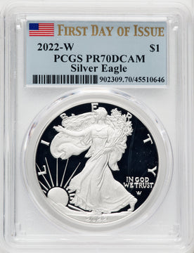 2022-W S$1 Silver Eagle FDI PRDC PCGS PR70