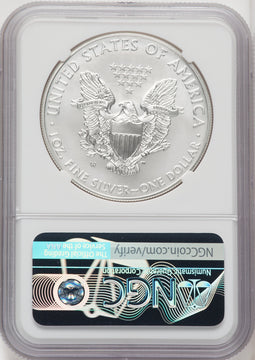 2008-W S$1 Silver Eagle Burnished First Strike Mike Castle NGC MS70