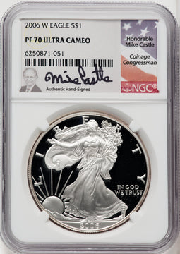 2006-W S$1 Silver Eagle Mike Castle NGC PF70
