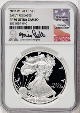 2007-W Silver Eagle First Strike Mike Castle NGC PF70