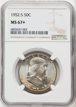 1952-S 50C Franklin Half Dollar NGC MS67+