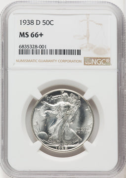 1938-D 50C Walking Liberty Half Dollar NGC MS66+ (766863002)