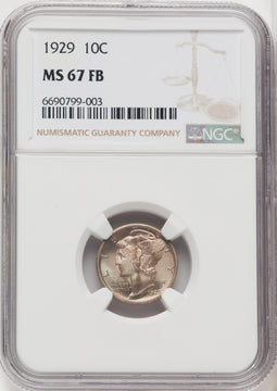1929 10C FB Mercury Dime NGC MS67