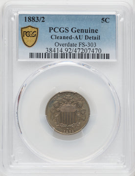 1883/2 5C FS-303 Genuine Shield Nickel Genuine PCGS AU50