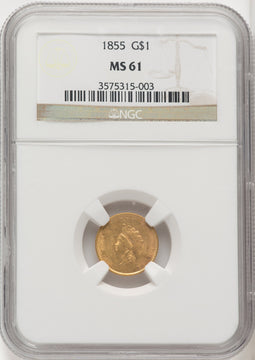 1855 G$1 Type Two Gold Dollar NGC MS61 (767901045)