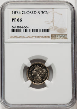 1873 3CN Closed 3 Proof Three Cent Nickel NGC PR66