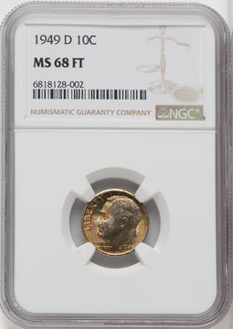 1949-D 10C FB Roosevelt Dime NGC MS68 (767843002)