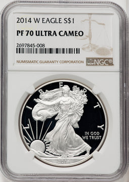 2014-W S$1 Silver Eagle Brown Label NGC PF70