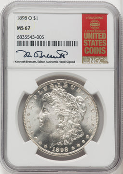 1898-O $1 Kenneth Bressett Red Book Morgan Dollar NGC MS67