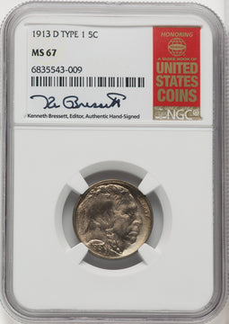 1913-D Type One 5C Kenneth Bressett Red Book Buffalo Nickel NGC MS67 (765833034)
