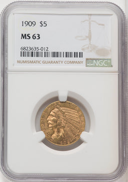 1909 $5 Indian Half Eagle NGC MS63 (768136052)