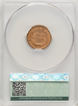 1864 Bronze No L RB Indian Cent CACG MS65