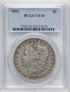 1893 $1 Morgan Dollar PCGS VF30
