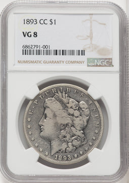 1893-CC $1 Morgan Dollar NGC VG8