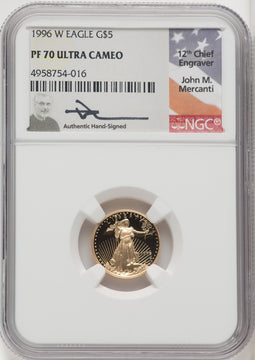 1996-W $5 Tenth-Ounce Gold Eagle NGC PF70 Mercanti Signed