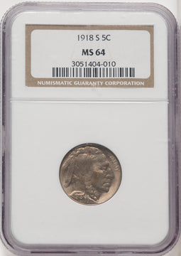 1918-S 5C Buffalo Nickel NGC MS64 (768224009)