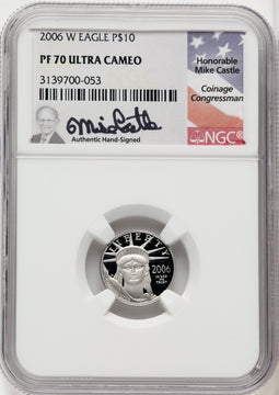 2006-W $10 Platinum Tenth-Ounce Mike Castle NGC PF70