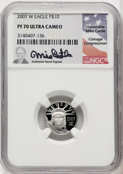2007-W $10 Tenth-Ounce Platinum Eagle Mike Castle NGC PF70